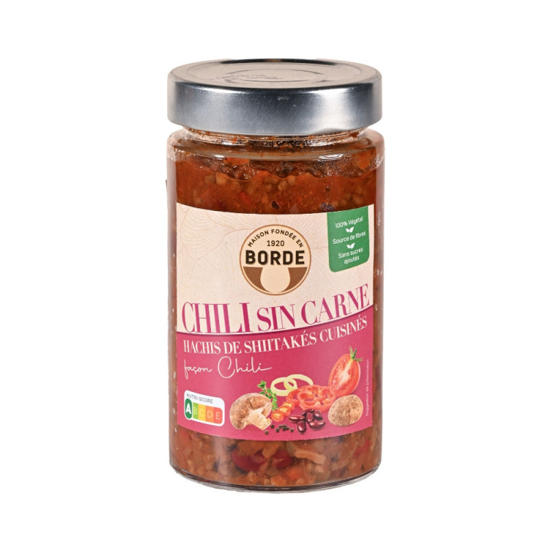 Chili Sin Carne (Hachis de shiitakes cuisinés 300 g) - Maison Borde