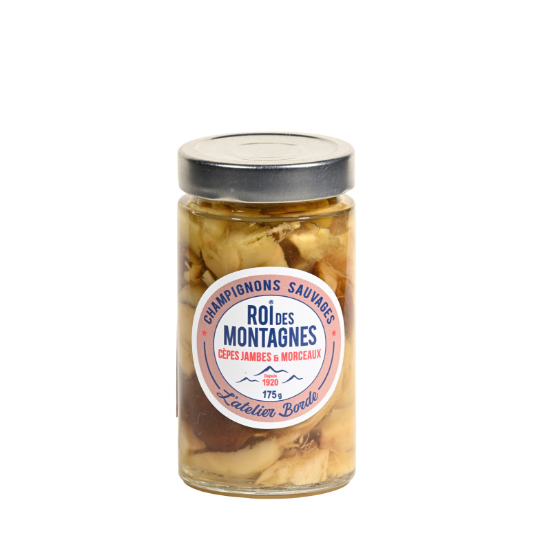 Cèpes jambes et morceaux en bocal "Roi des Montagnes" 175 g - L'atelier Borde