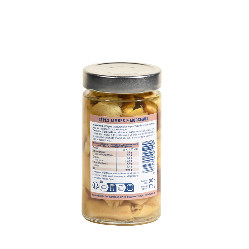 Cèpes jambes et morceaux en bocal "Roi des Montagnes" 175 g - L'atelier Borde