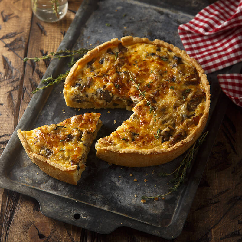 Quiche with fairy ring mushrooms 