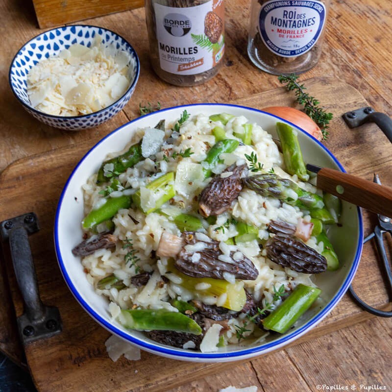 Risotto with green asparagus and morels