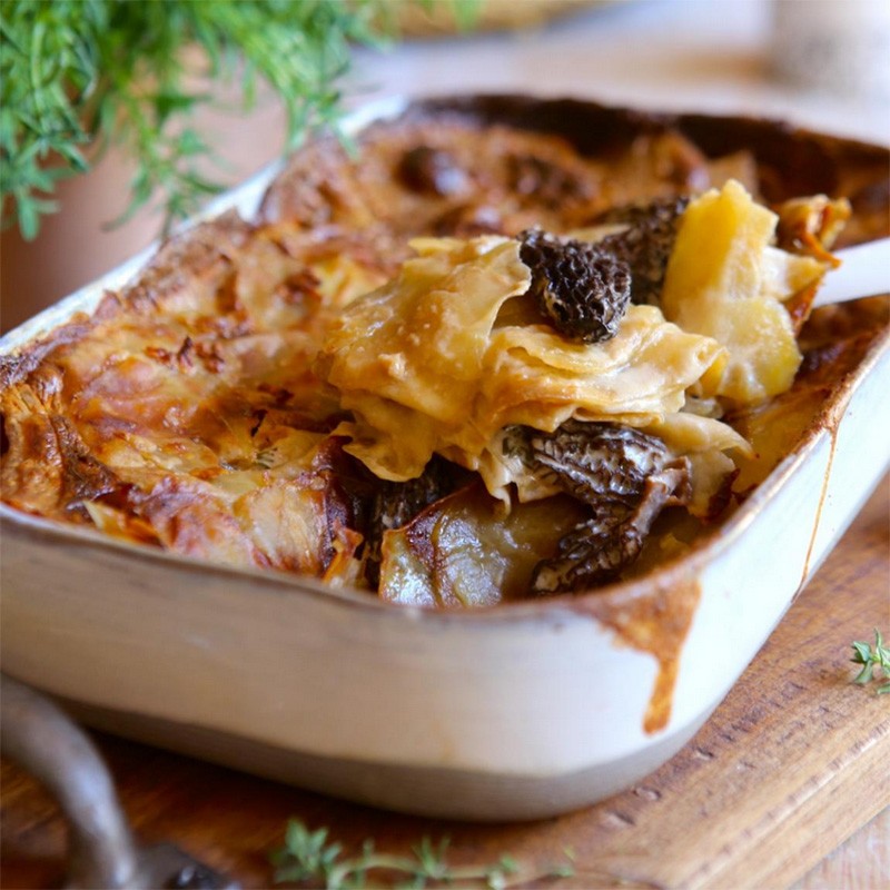 Gratin dauphinois with morels