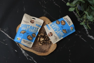 Mushroom appetiser: porcini mushroom shortbread and shiitake crisps
